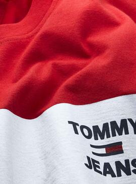 T-Shirt Tommy Jeans Chest Stripe Rosso per Uomo