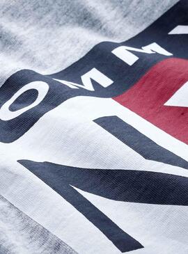 T-Shirt Tommy Jeans Verticale Logo Gris