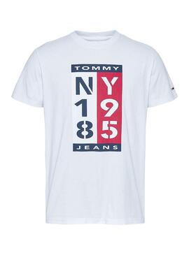 T-Shirt Tommy Jeans vertical Logo Bianco  Uomo