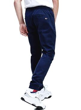 Pantalon Tommy Jeans Dobby Blu per Uomo