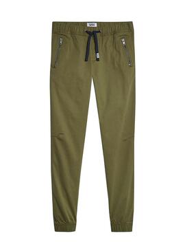 Pantaloni Tommy Jeans Dobby Verde per Uomo