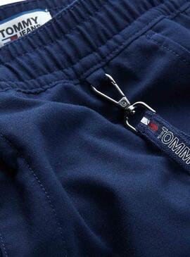 Pantaloni Tommy Jeans Solid Track Blu per Uomo
