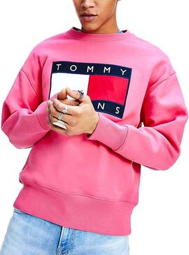 Felpe Tommy Jeans Big Flag Rosa Fucsia