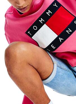 Felpe Tommy Jeans Big Flag Rosa Fucsia