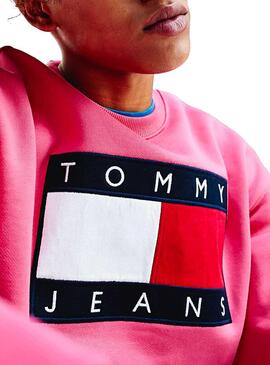 Felpe Tommy Jeans Big Flag Rosa Fucsia