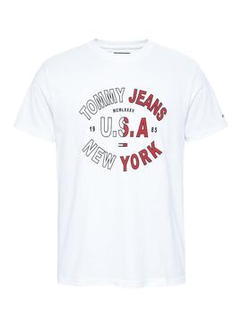 T-Shirt Tommy Jeans Arched Bianco  per Uomo