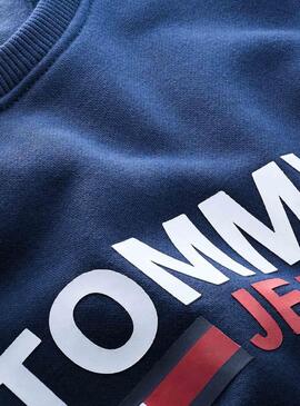 Felpe Tommy Jeans Corp Logo Blu per Uomo