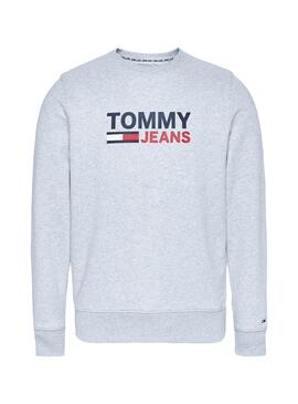 Felpe Tommy Jeans Corp Logo Gris per Uomo