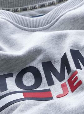 Felpe Tommy Jeans Corp Logo Gris per Uomo