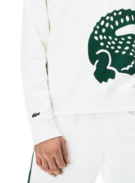 Felpe Lacoste Maxi Logo Bianco per Uomo