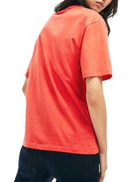 T-Shirt Lacoste Basic Coral per Donna