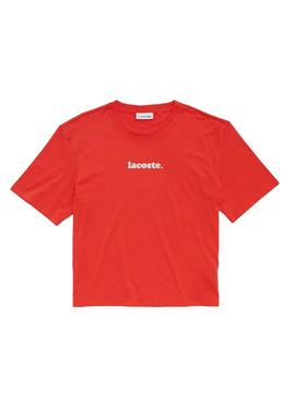 T-Shirt Lacoste Italic Rosso per Donna