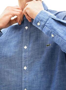 Camicia Lacoste Cambray Blu per Uomo