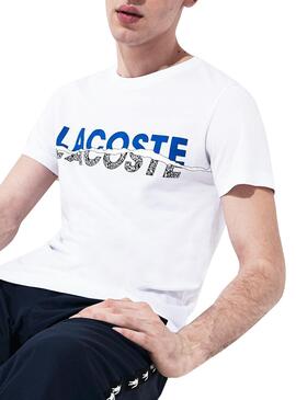 T-Shirt Lacoste Fissure Bianco per Uomo