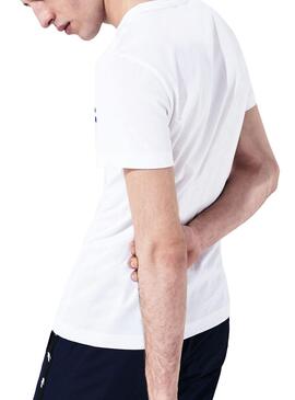 T-Shirt Lacoste Fissure Bianco per Uomo