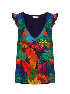 T-Shirt Naf Naf Tropical Multicolor per Donna