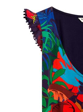 T-Shirt Naf Naf Tropical Multicolor per Donna