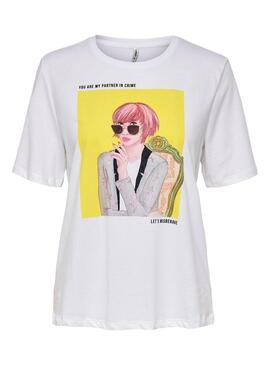 T-Shirt Only Sui Bianco per Donna