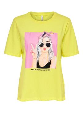 T-Shirt Only Sui Giallo per Donna