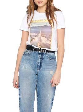 T-Shirt Only Inner Road Bianco per Donna