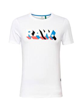 T-Shirt G-Star Raw Text Bianco per Uomo