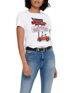 T-Shirt Only Penauts Bianco per Donna