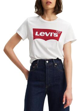 T-Shirt Levis Perfect Tee Large Bianco per Donna