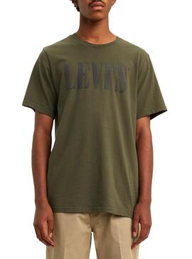 T-Shirt Levis 90S Serif Logo Verde per Uomo
