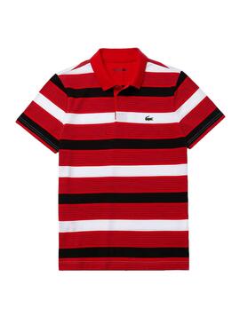 Polo Lacoste Striped Rosso per Uomo