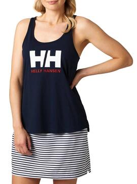 T-Shirt Helly Hansen Logo Blu Navy per Donna