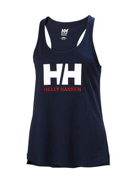 T-Shirt Helly Hansen Logo Blu Navy per Donna