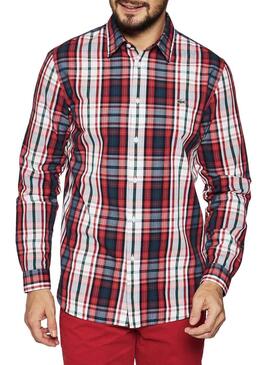 Camicia Lacoste Quadri Rosso per Uomo