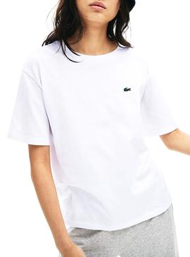 T-Shirt Lacoste Oversized Bianco per Donna