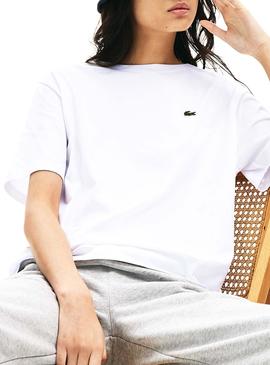 T-Shirt Lacoste Oversized Bianco per Donna