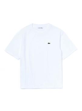 T-Shirt Lacoste Oversized Bianco per Donna