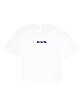 T-Shirt Lacoste Italic Bianco per Donna