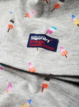 T-Shirt Superdry Vintage Logo Grigio per Uomo