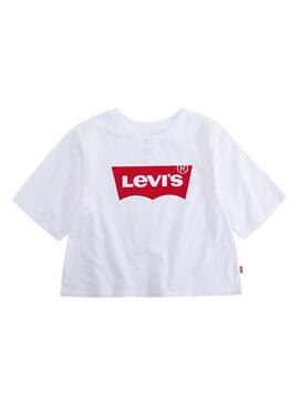 T-Shirt Levis Cropped Bianco per Ragazza