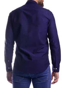 Camicia El Pulpo Oxford Lisa Blu Navy per Uomo
