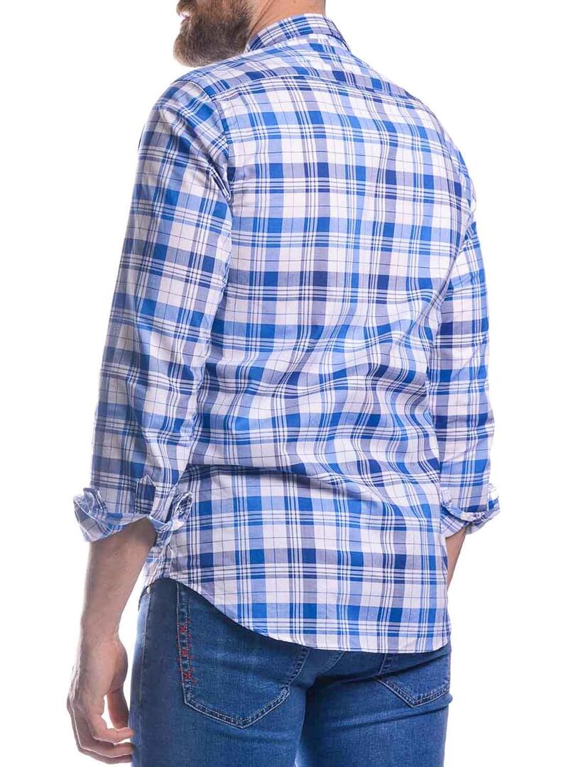 Camicia El Pulpo Pop scozzese Blu per Uomo