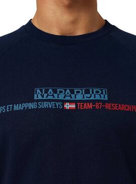 T-Shirt Napapijri Sastia Blu Navy per Uomo
