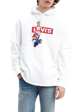 T-Shirt Levis Super Mario Bianco per Uomo