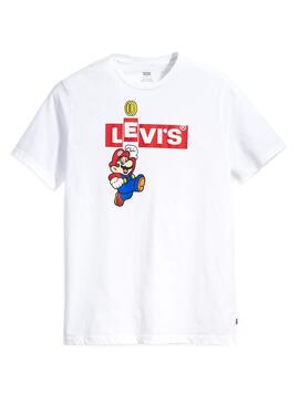 T-Shirt Levis Super Mario Bianco per Uomo