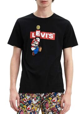 T-Shirt Levis Super Mario Nero per Uomo