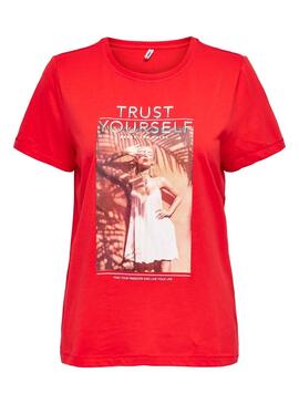 T-Shirt Only Kia Rosso per Donna