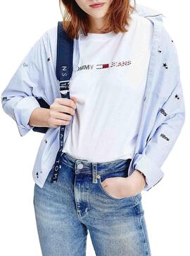 T-Shirt Tommy Jeans Blazer Bianco per Donna