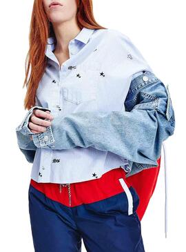 Camicia Tommy Jeans Critter Blu per Donna