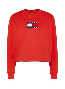 Felpe Tommy Jeans Crew Rosso per Donna