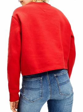 Felpe Tommy Jeans Crew Rosso per Donna