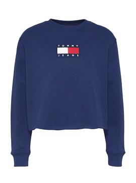 Felpe Tommy Jeans Crew Blu per Donna